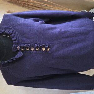 BTFBM (Boho Clothing Boutique) women’s Navy ruffled 1/3 button sweater size M